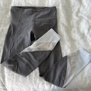 Athleta Grey, White and Mesh Leggings
